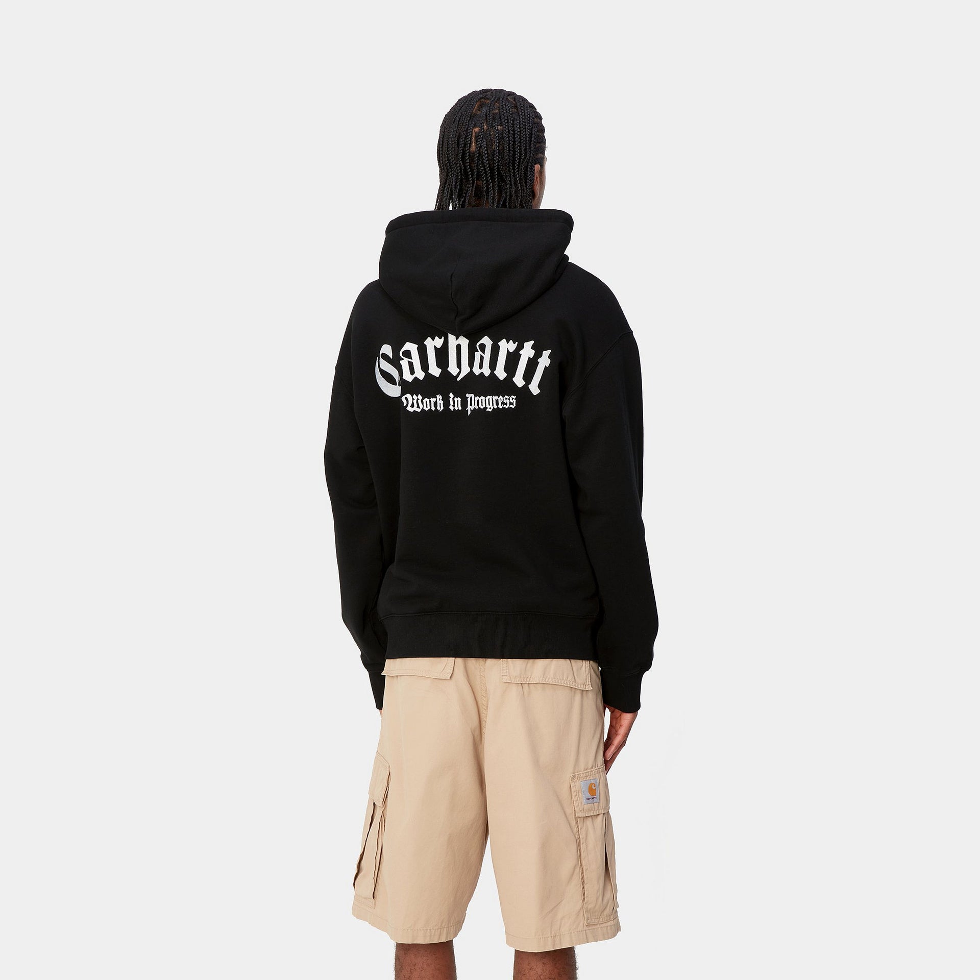 Hooded Onyx Script Sweat Black White