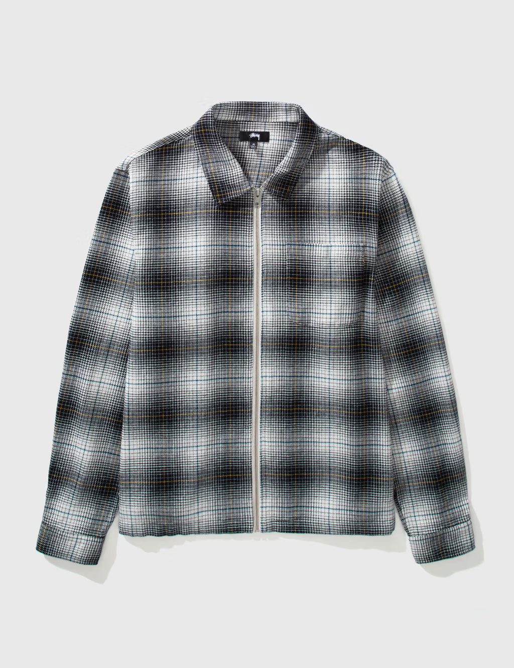 Paul Shadow Plaid Zip Shirt Black