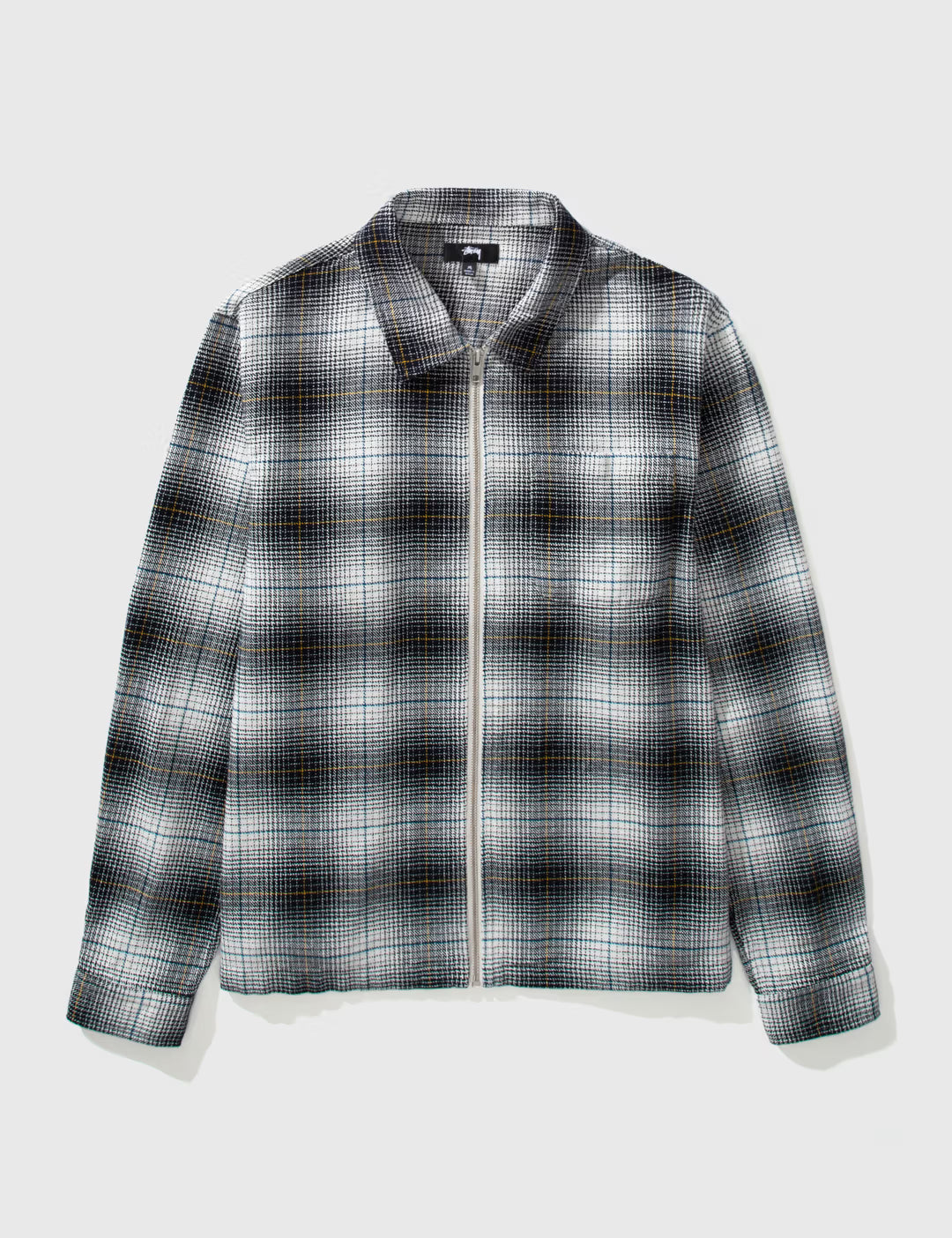 Paul Shadow Plaid Zip Shirt Black