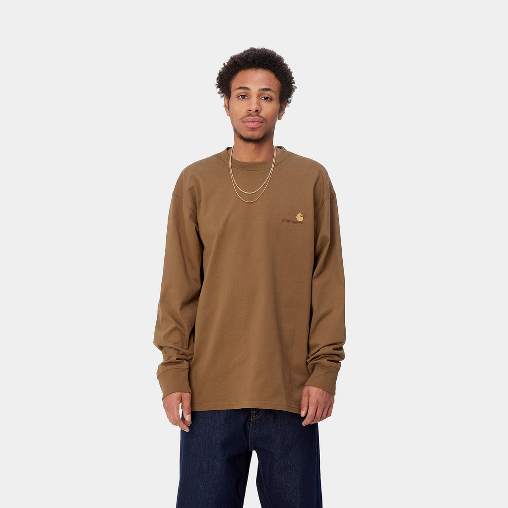 L/S American Script T-Shirt Hamilton Brown
