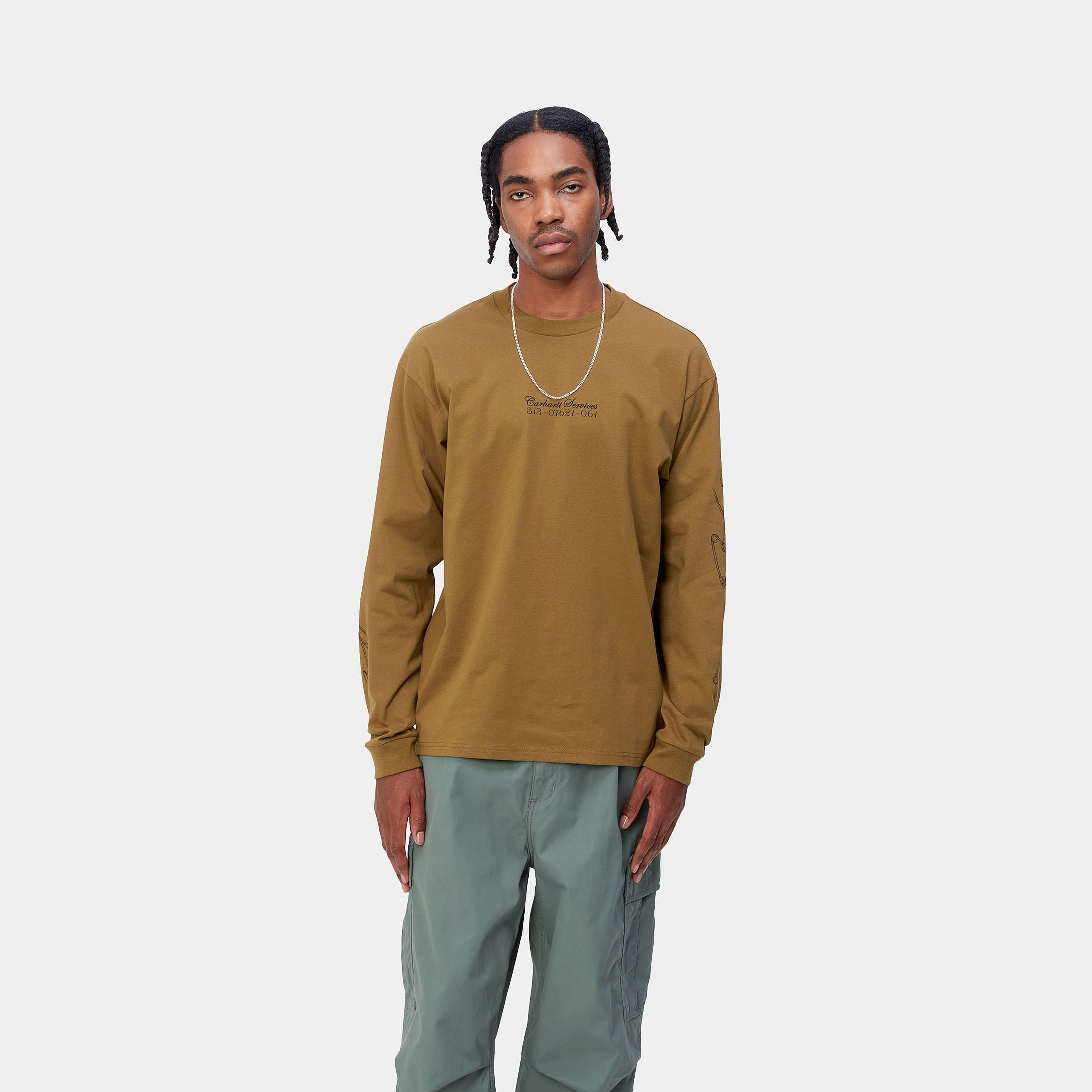 L/S Safety Pin T-Shirt Hamilton Brown Black