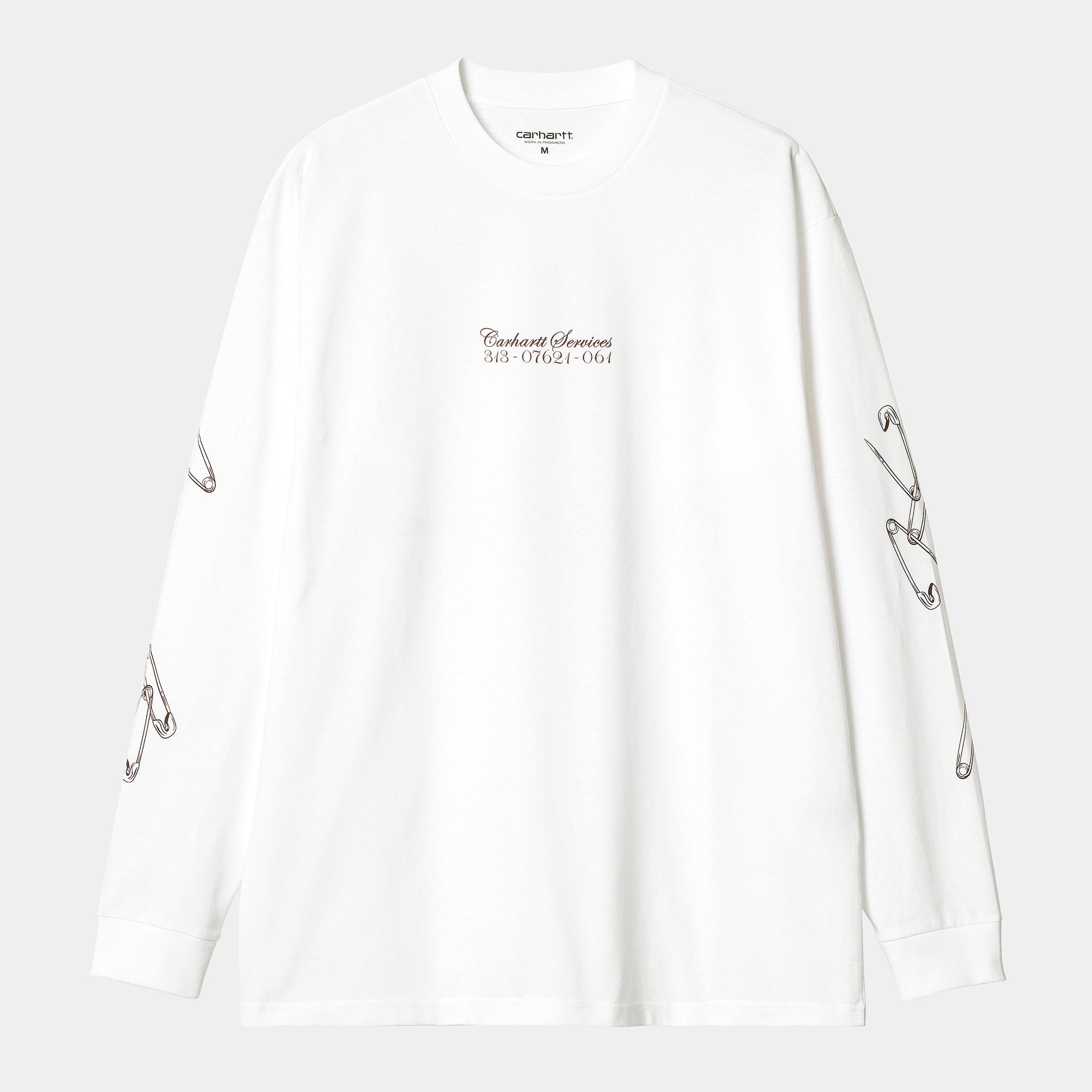 L/S Safety Pin T-Shirt White Bordeaux