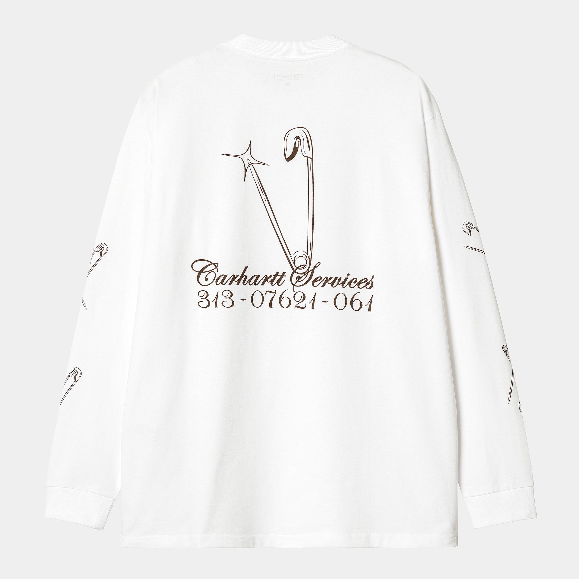 L/S Safety Pin T-Shirt White Bordeaux