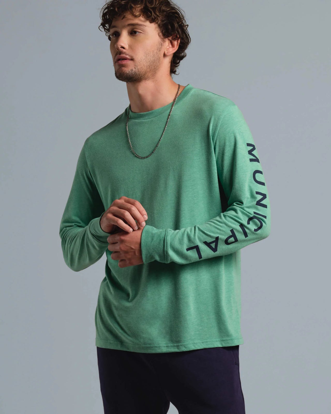 Armband SuperBlend LS T-Shirt - Boston Green / Navy