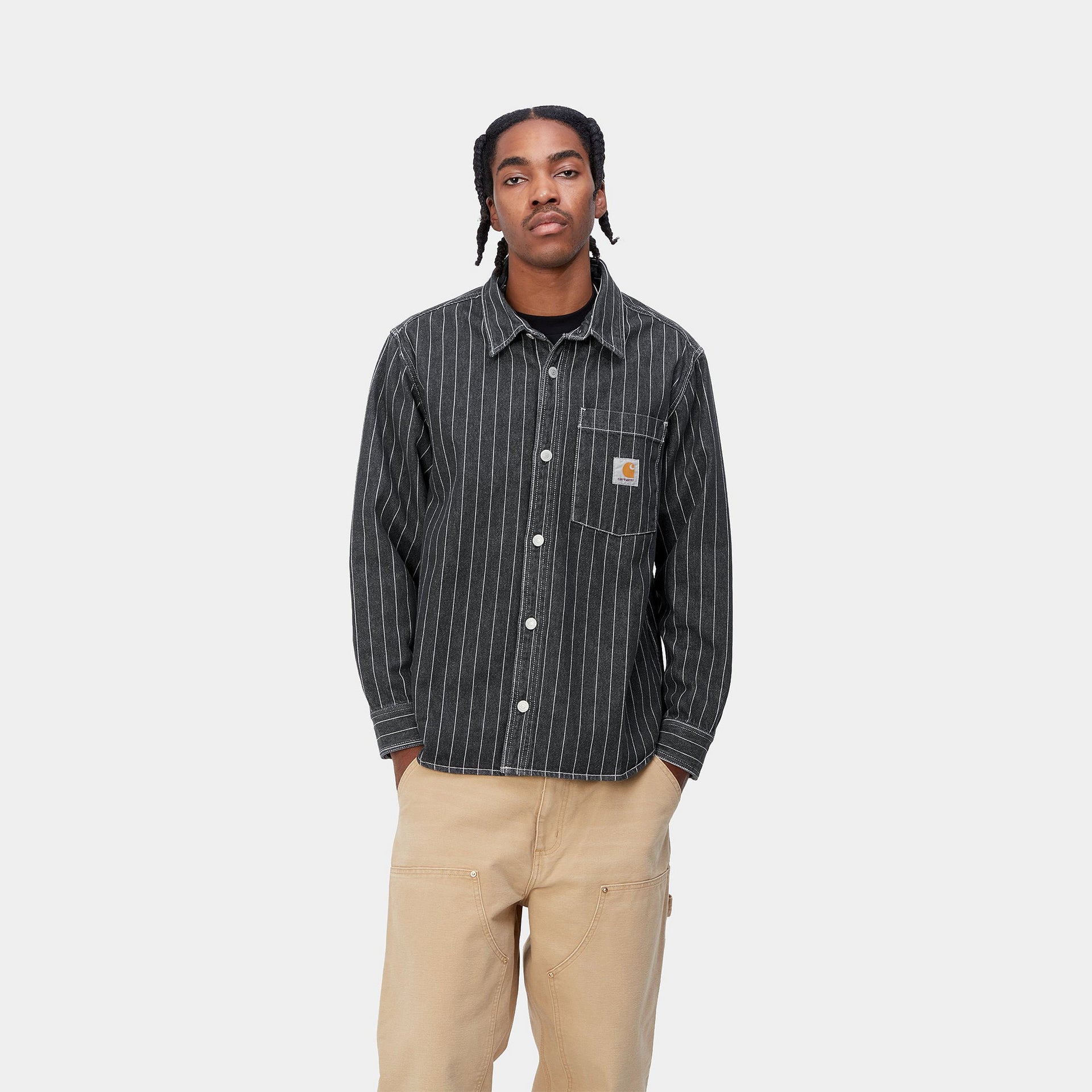 Orlean Shirt Jac Orlean Stripe, Black / White