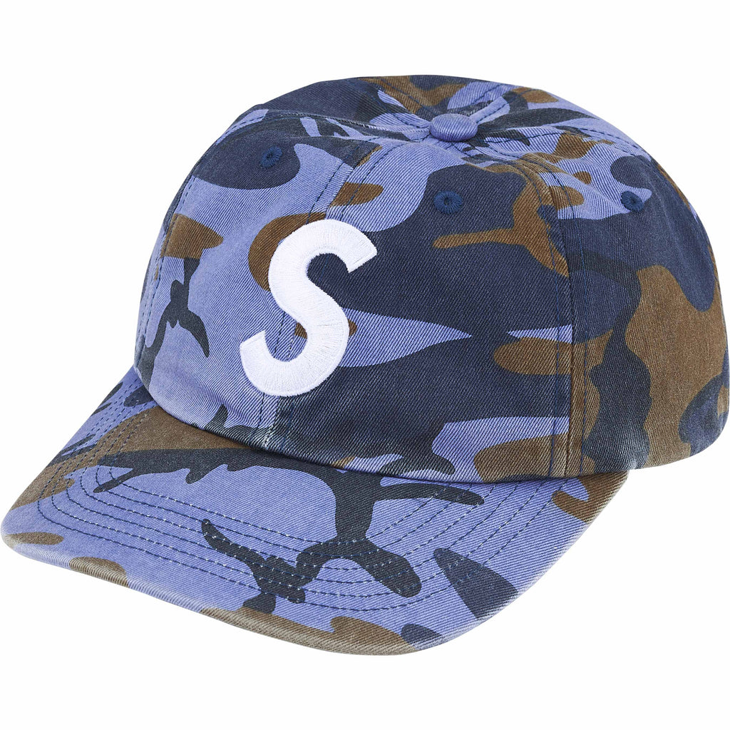 PIGMENT COATED S LOGO 6-PANEL BLUE CAMO