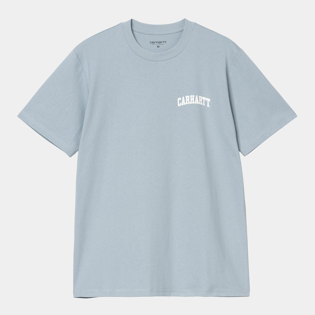 S/S University Script T-Shirt Dusty Ice / White