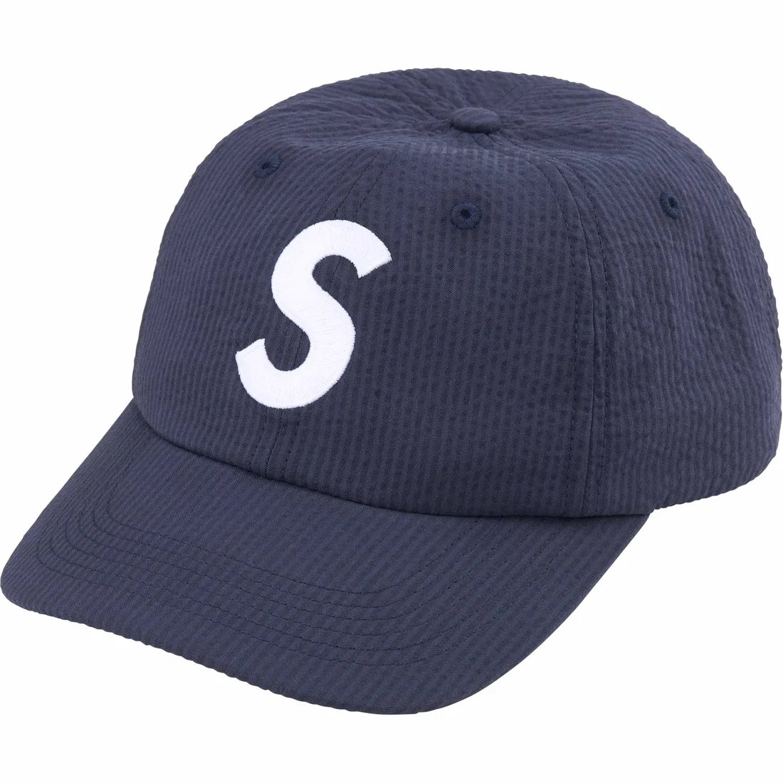 SEERSUCKER S LOGO 6 PANEL NAVY