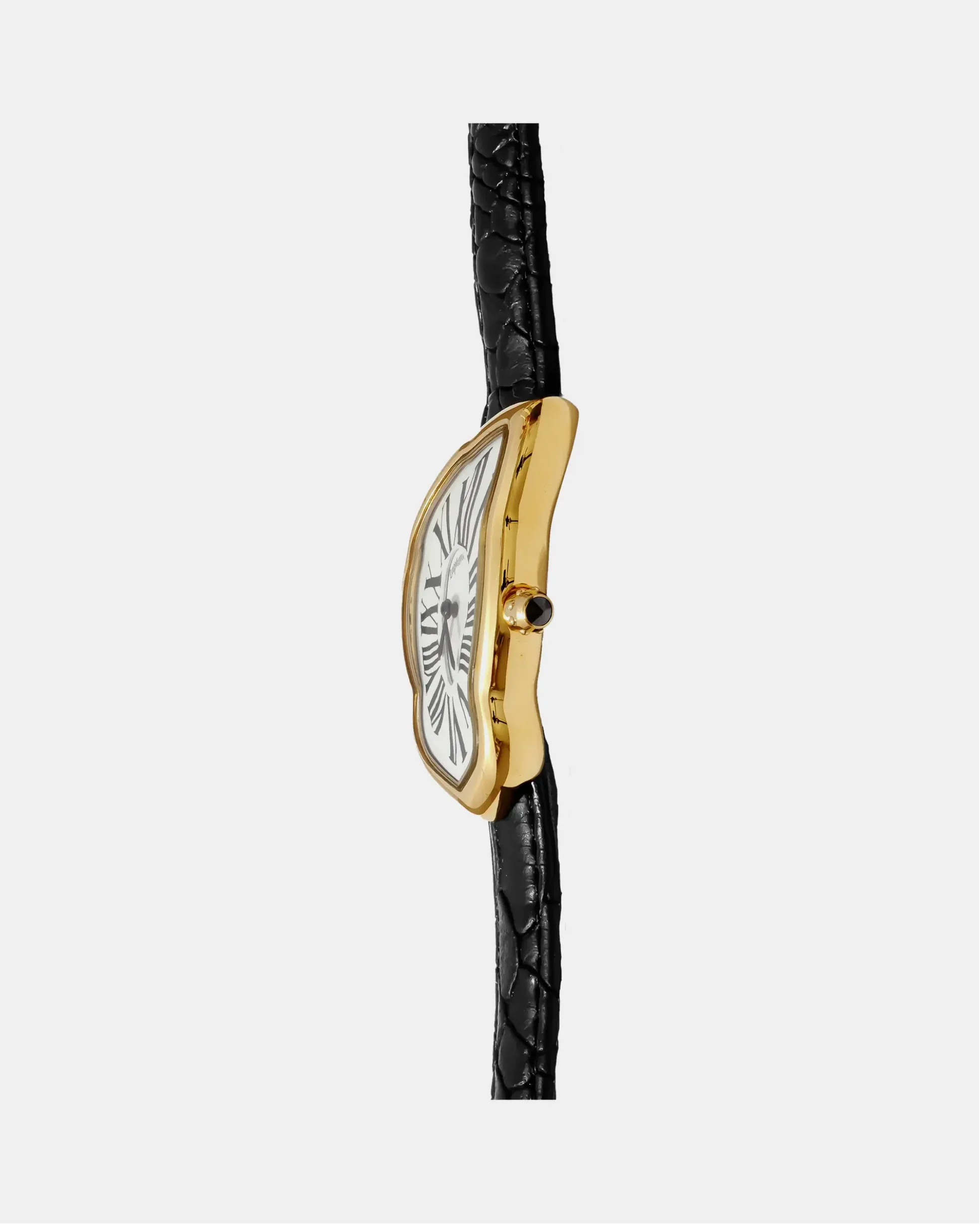 Laphont Melting Watch Slim Gold Case Mens Band Black