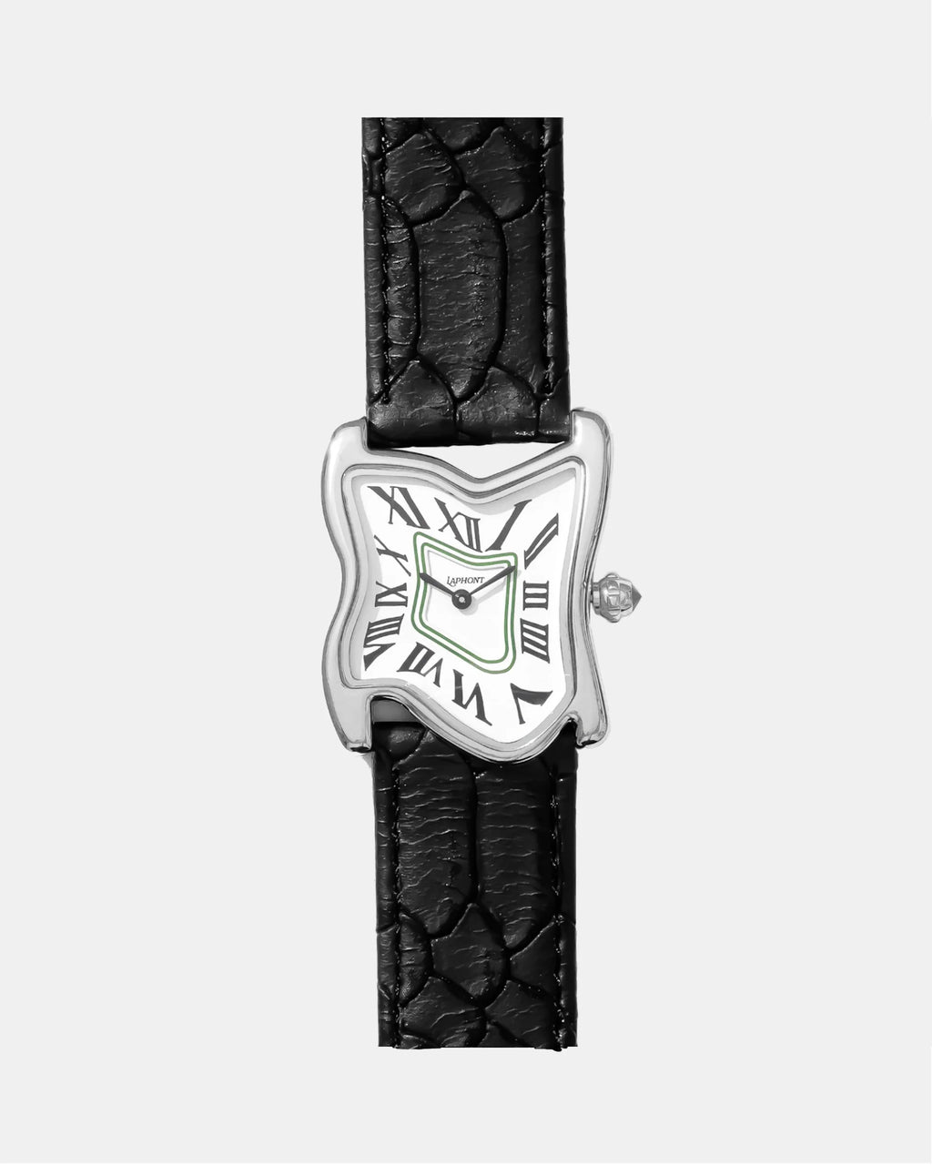 Laphont Melting Watch Square Silver Large Case Band Black