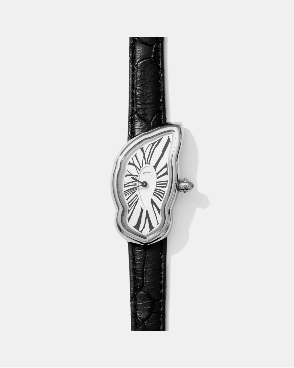 Laphont Melting Watch Slim Silver Case Mens Band Black