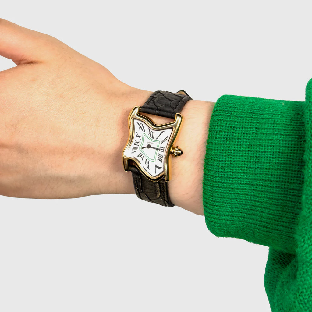 Laphont Melting Watch Square Gold Small Case Band Black