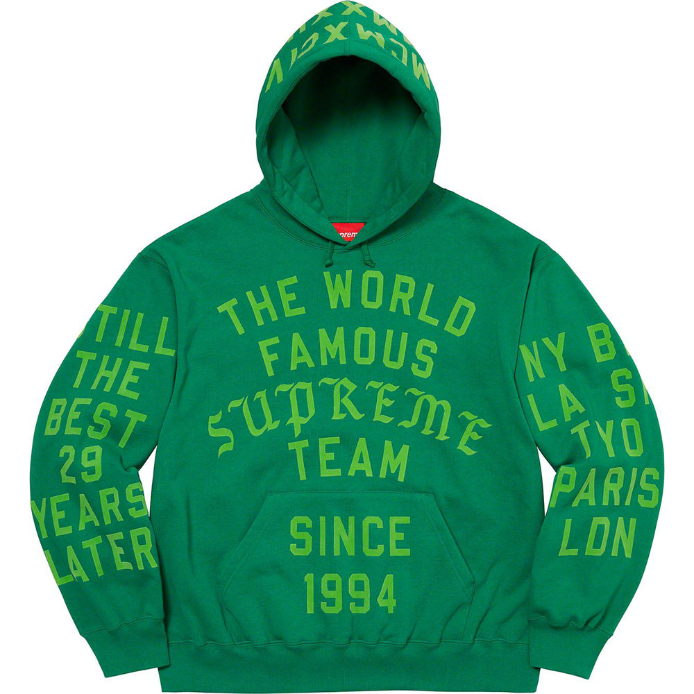 Supreme Team Floocked Hooded Sweatshirt Green