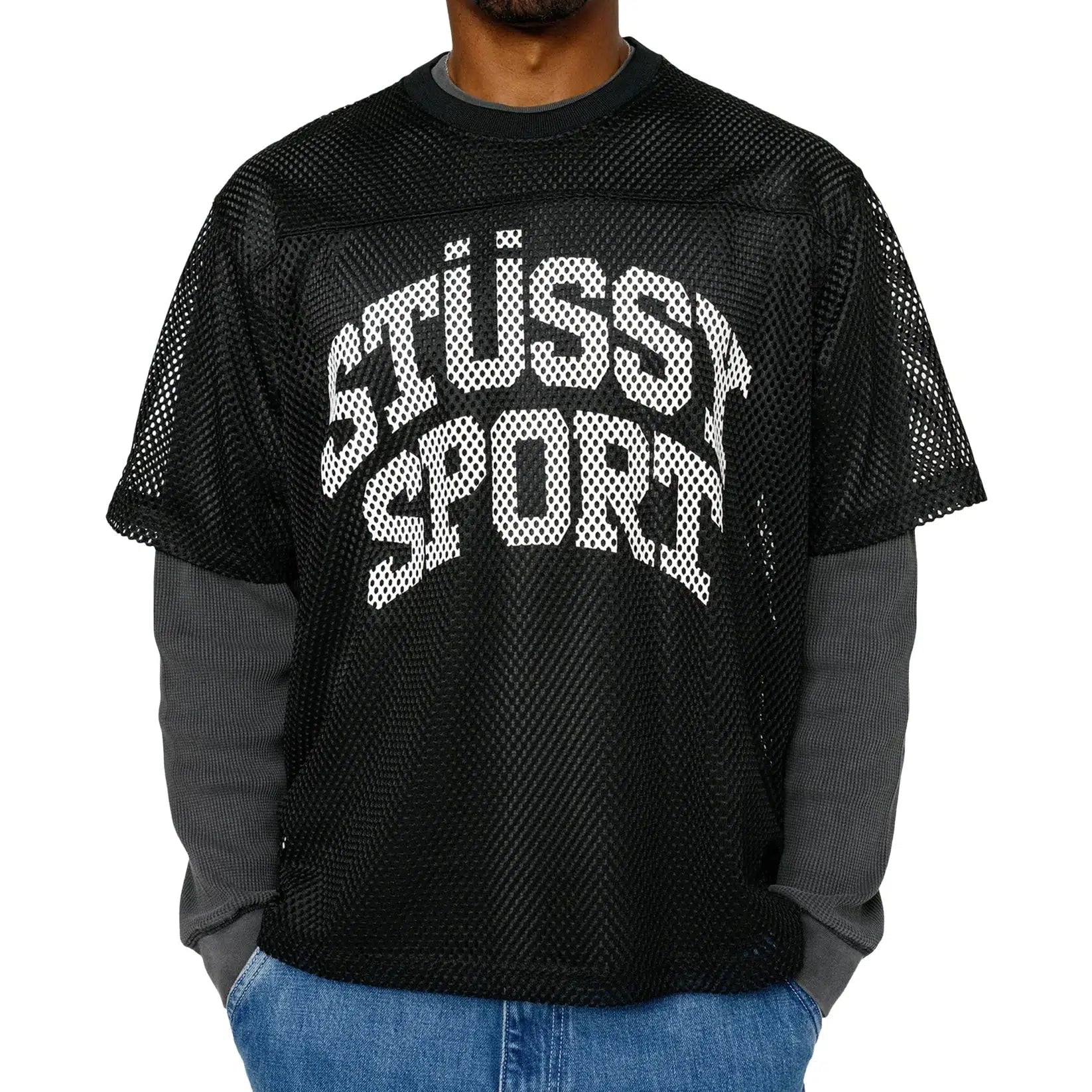 正規品☆Stussy☆Team Jersey 80☆XL☆黒☆メッシュTシャツ