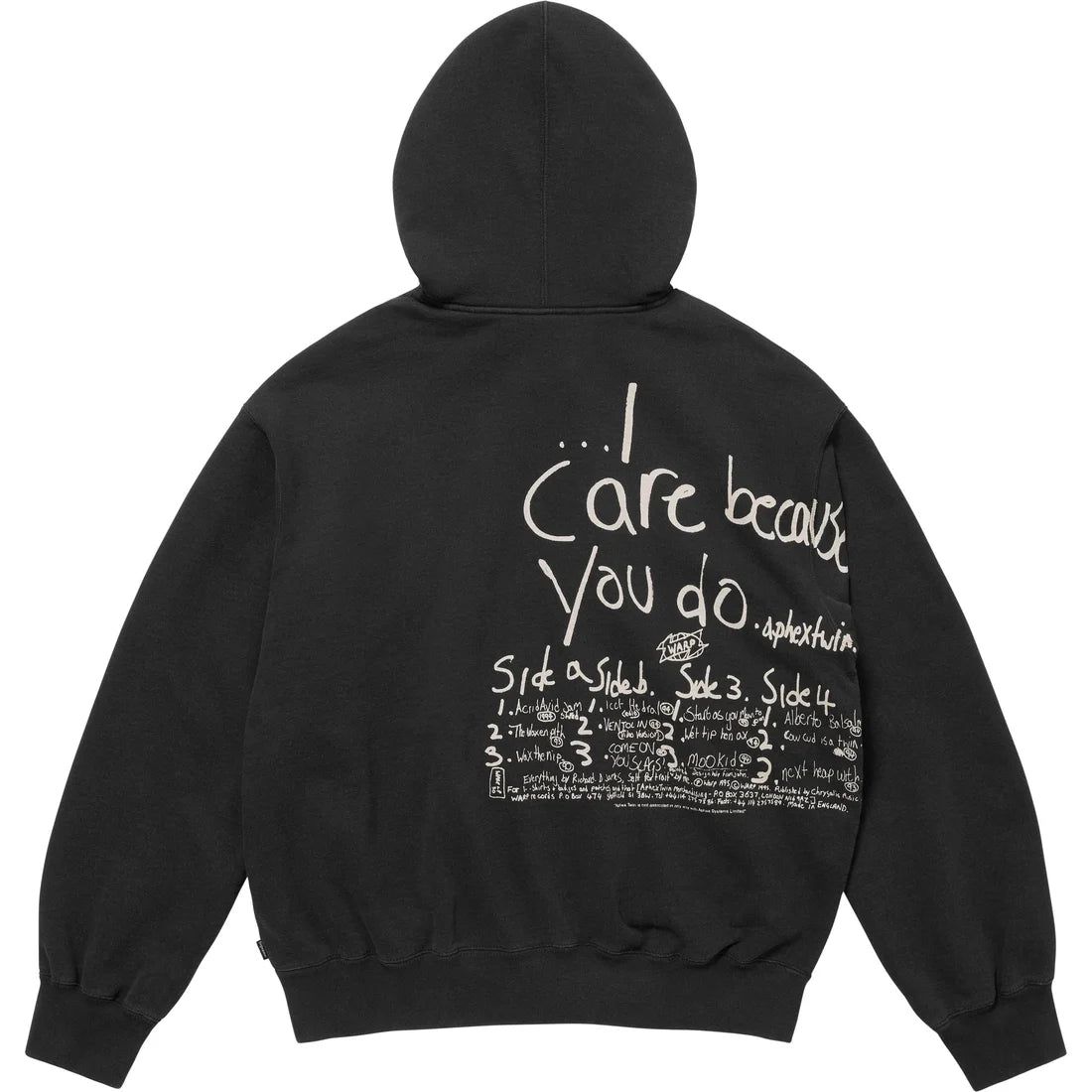 APHEX TEIN ZIP UP HOODED SWEATSHIRT BLACK