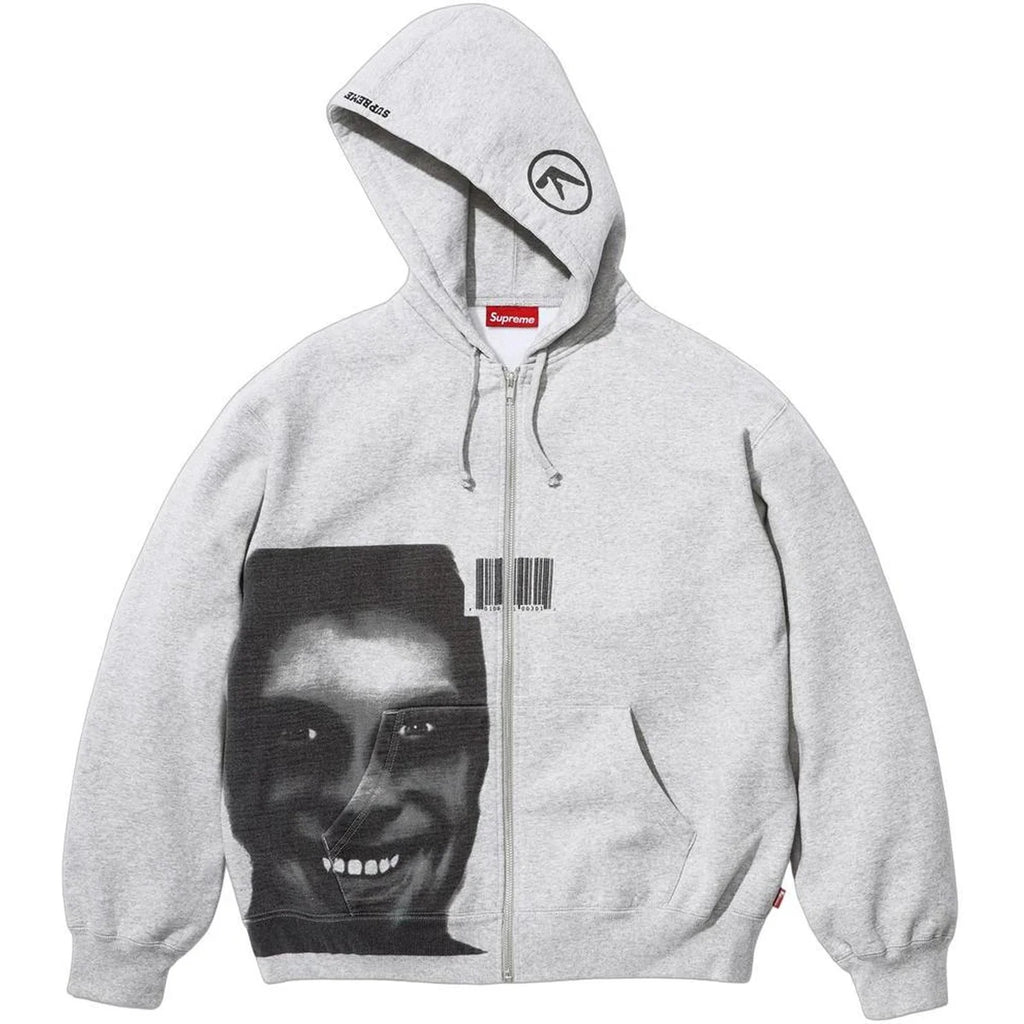 APHEX TEIN ZIP UP HOODED SWEATSHIRT HEATHER GREY