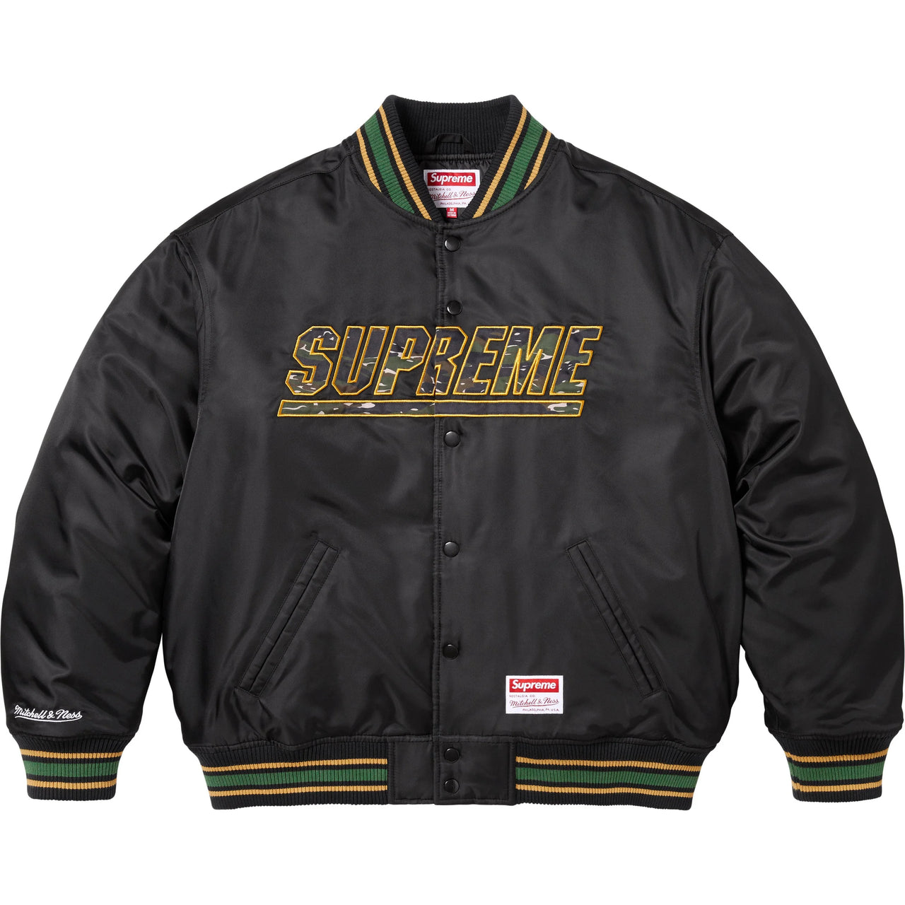 Supreme®/Mitchell & Ness® Camo Logo Varsity Jacket Black