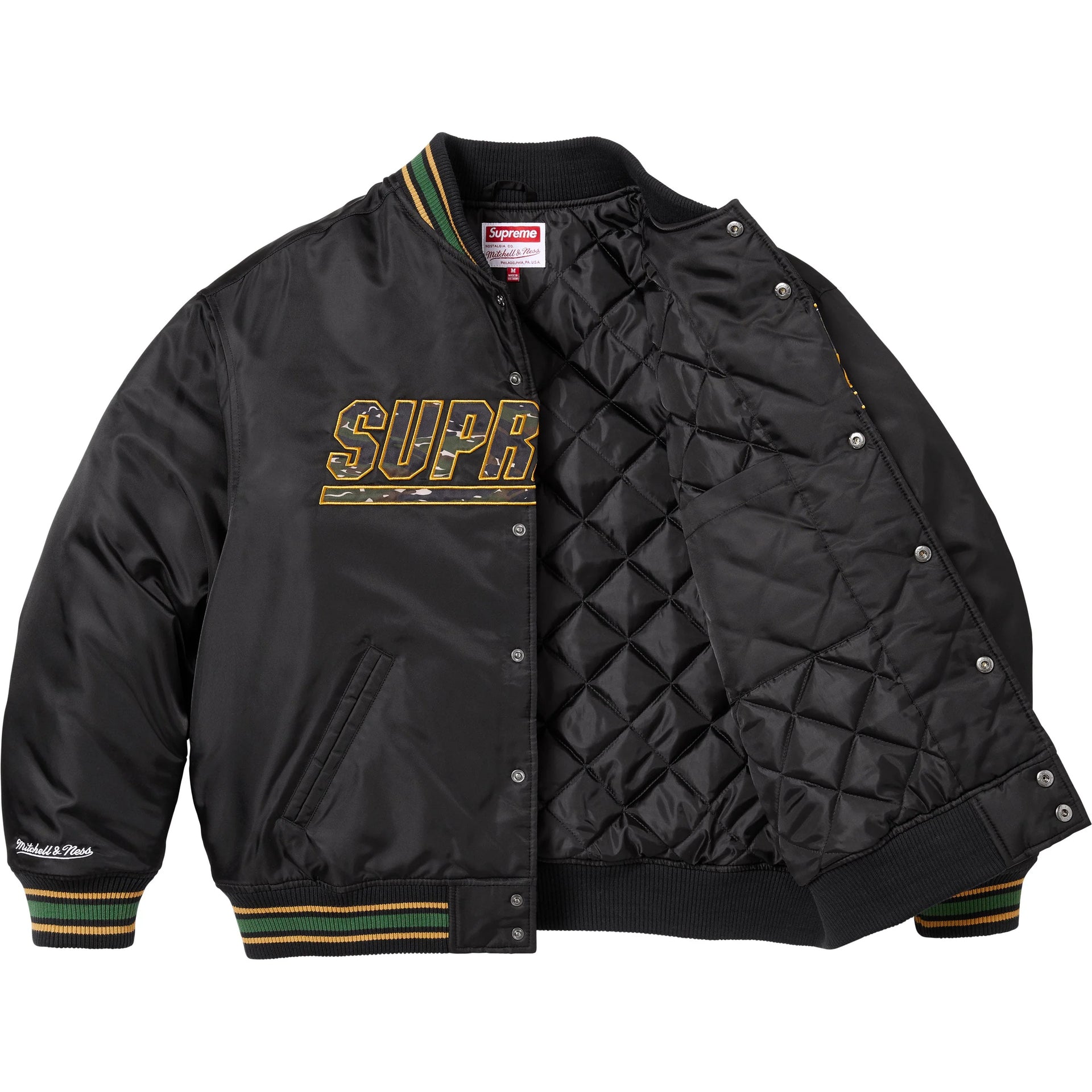 Supreme®/Mitchell & Ness® Camo Logo Varsity Jacket Black