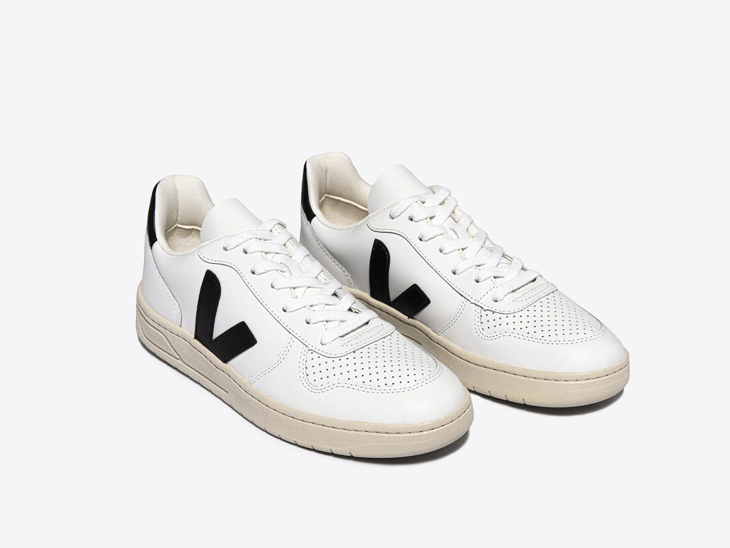 V-10 LEATHER WHITE BLACK