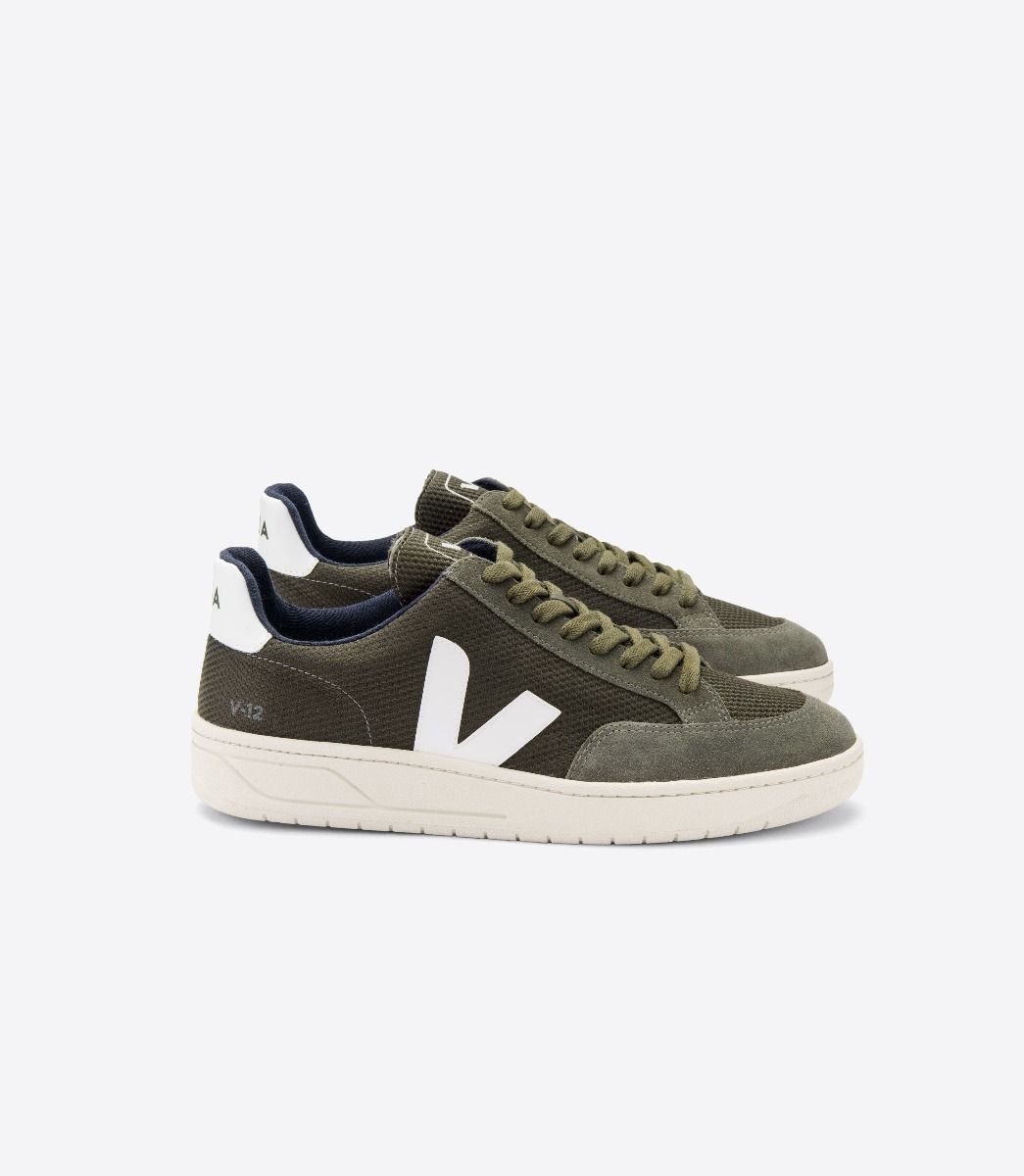 Zapatillas Veja V-12 B-Mesh Olive White Mujer