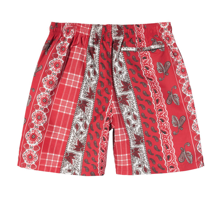 Paisley Plaid Water Short Red
