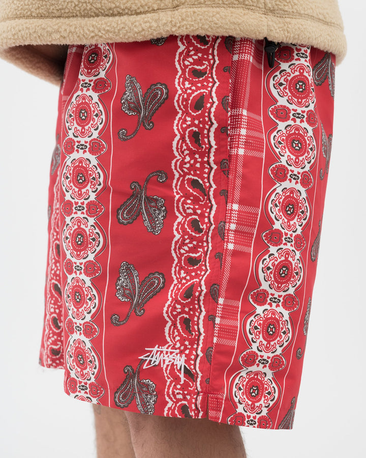 Paisley Plaid Water Short Red