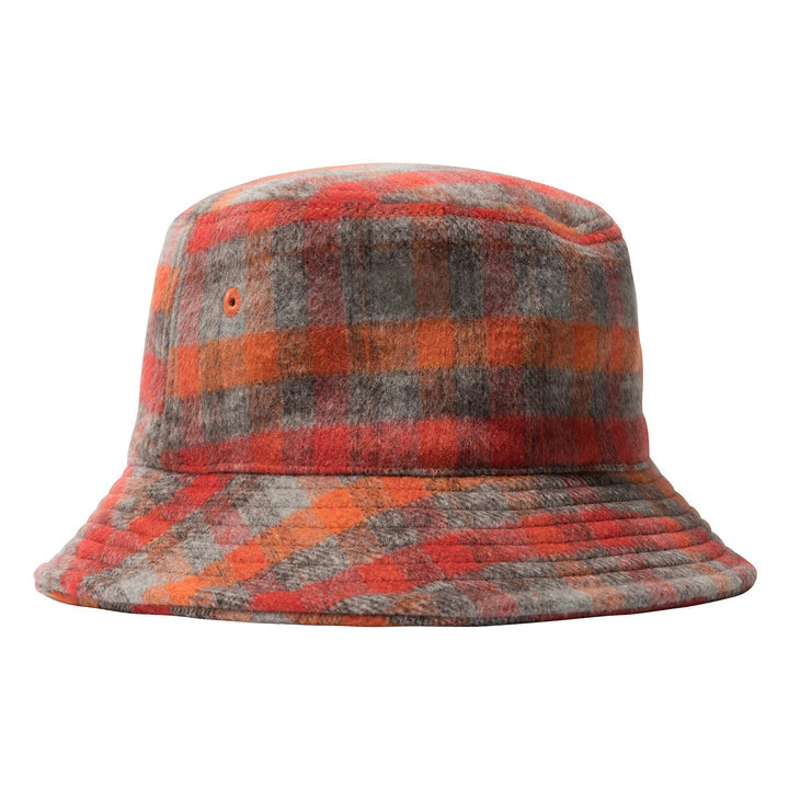 Brushed Plaid Bucket Hat Red