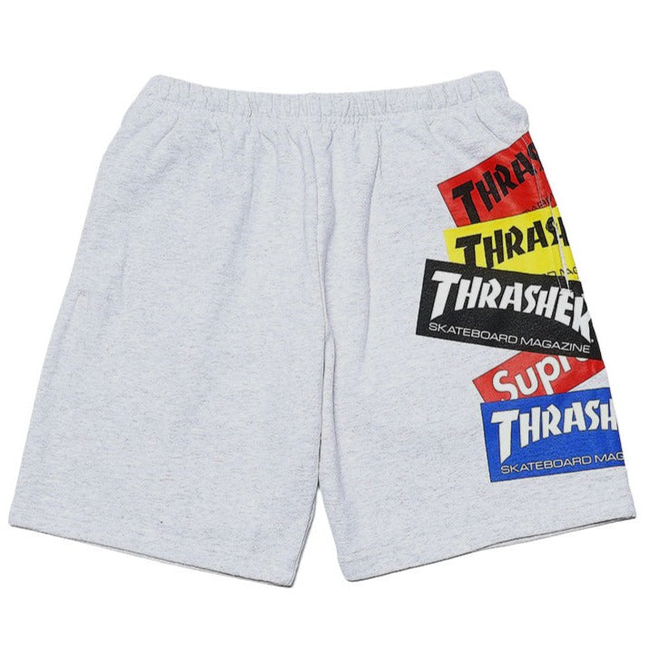 Supreme / Thrasher Multi Logo Sweatshort Ash Grey