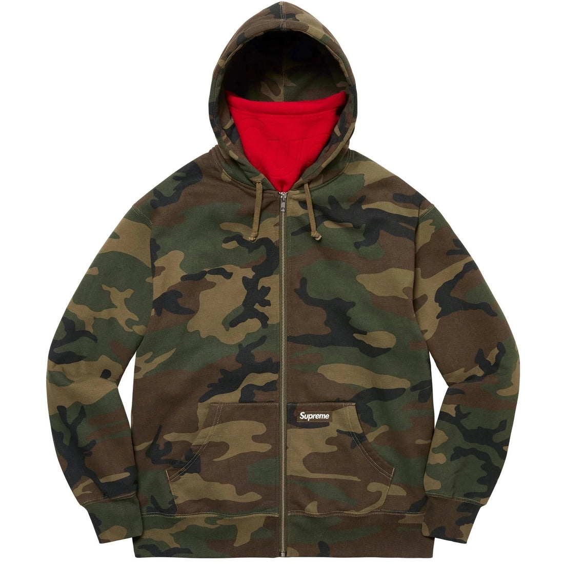 Supreme Double Hood Facemask Zip Up Hooded Sweatshirt Camo 