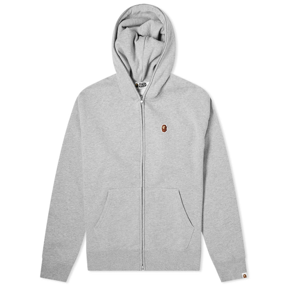 A Bathing Ape Relaxed One Point Zip Hood Ash
