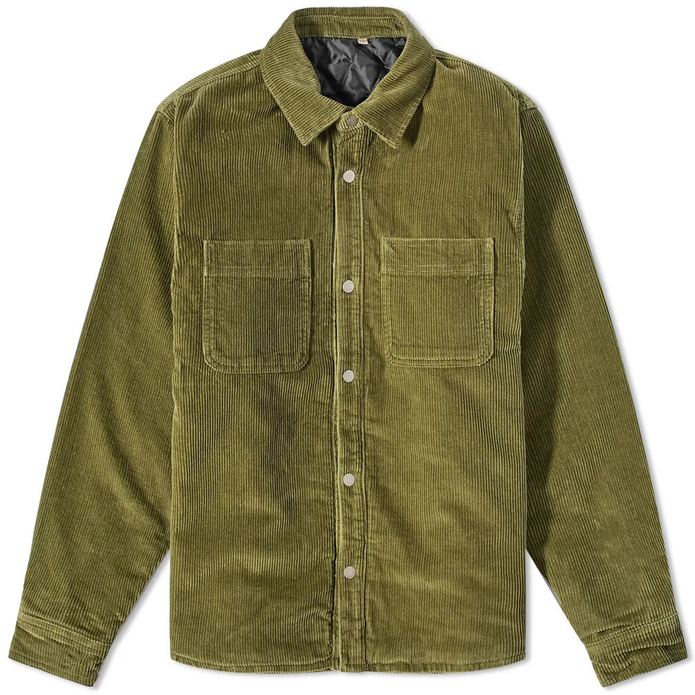 Cord Quilted Overshirt Olive