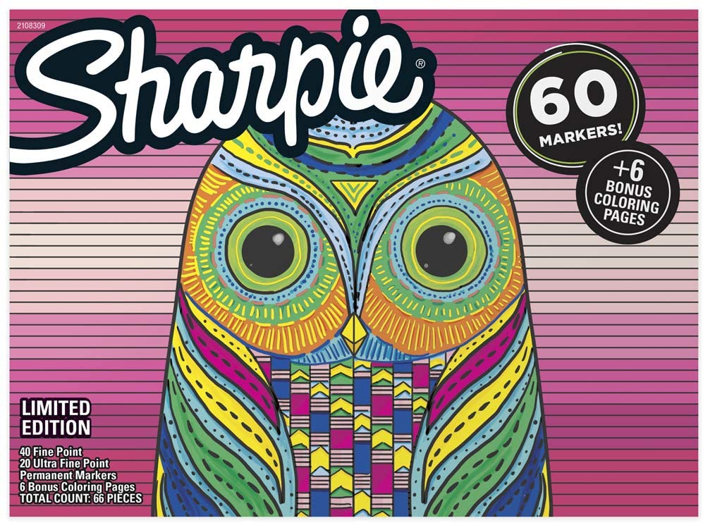 Sharpie Limited Edition 60 Markers and 6 Coloring Pages