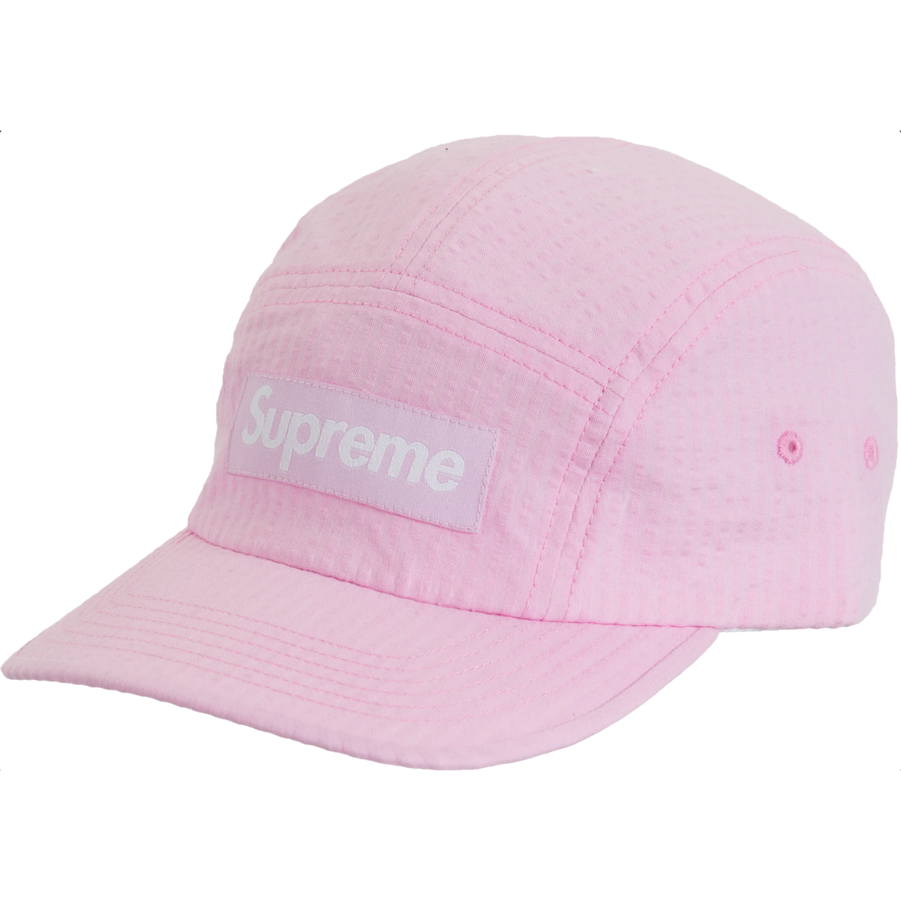 Washed Seersucker Camp Cap Pink Supreme