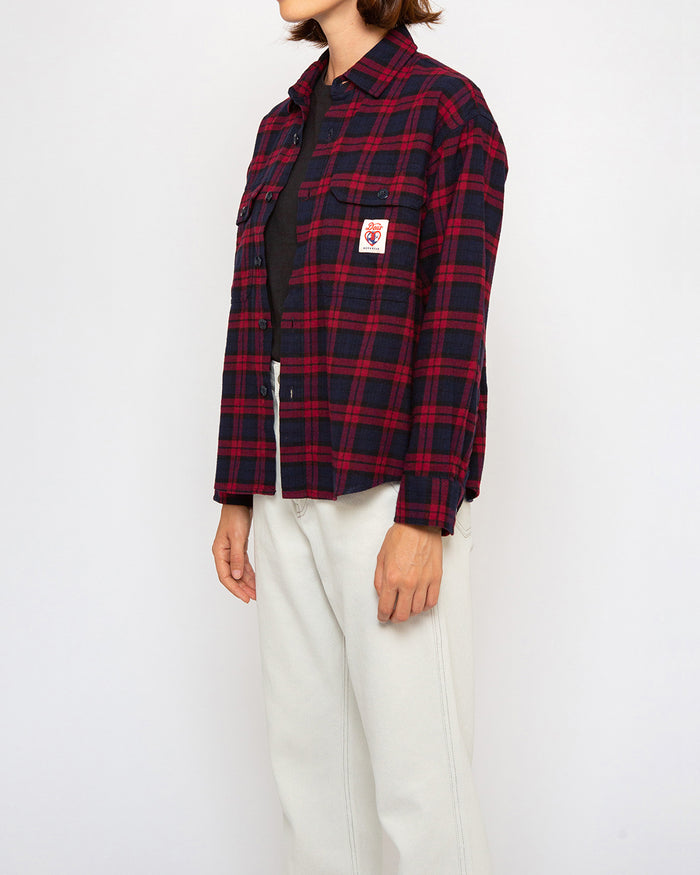 Flannel Check Shirt Red Check Woman
