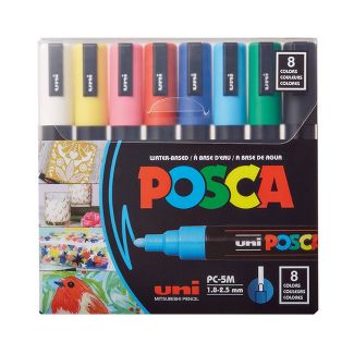 Uni-ball POSCA 8ct PC-5M Water Based Paint Markers in Assorted Colors Medium Point 1.8-2.5mm