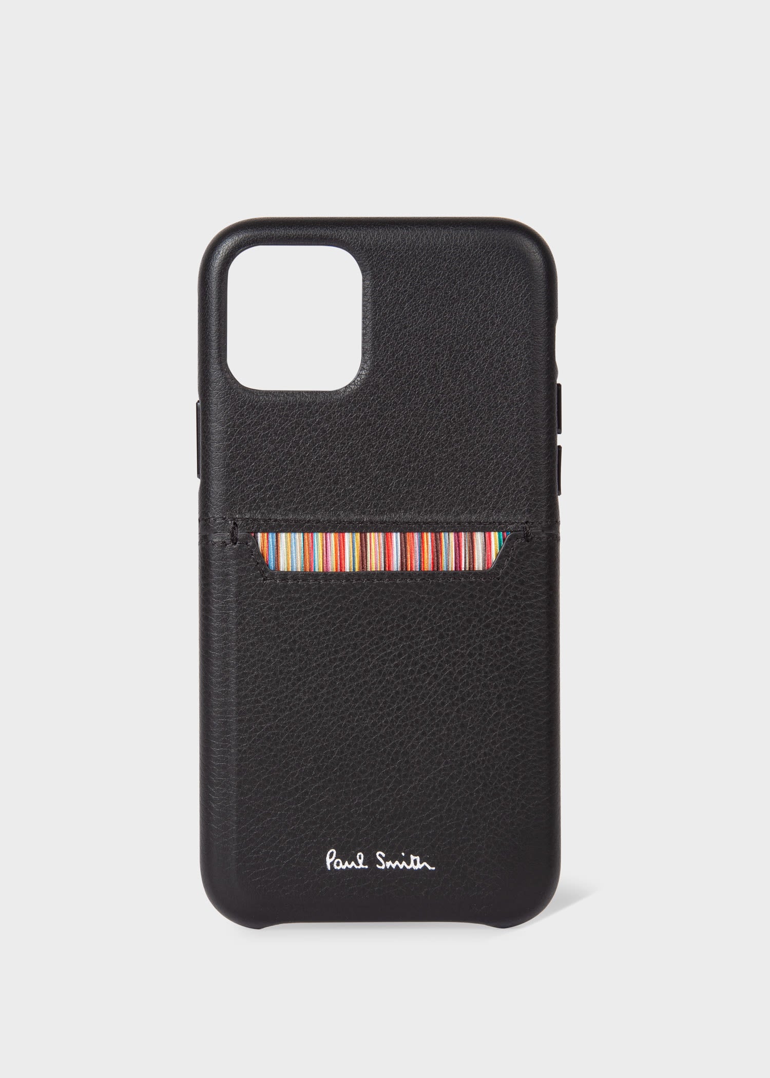Black Leather iPhone 11 Pro Case With 'Signature Stripe' Card Slot