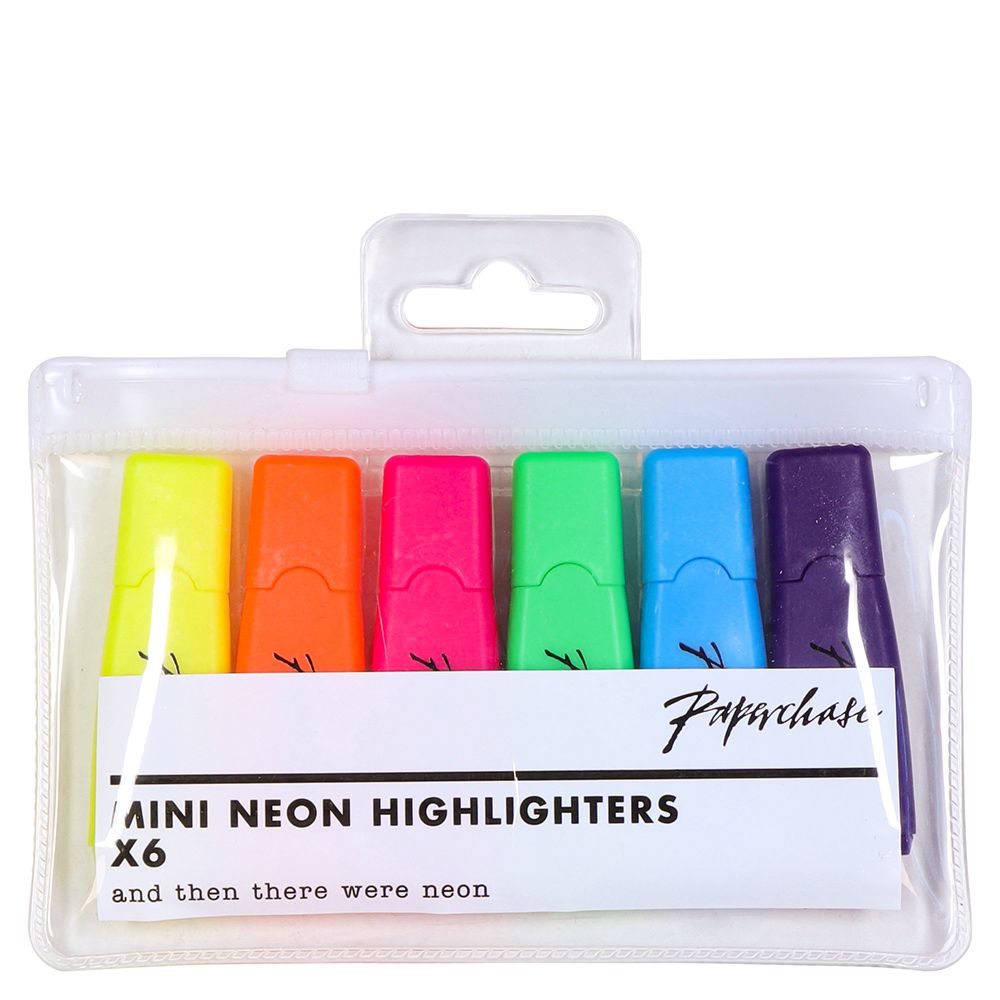 Neon mini highlighters - pack of 6
