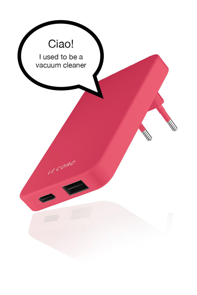 Le Cord New Coral ReCharger · Recycled Wall Charger