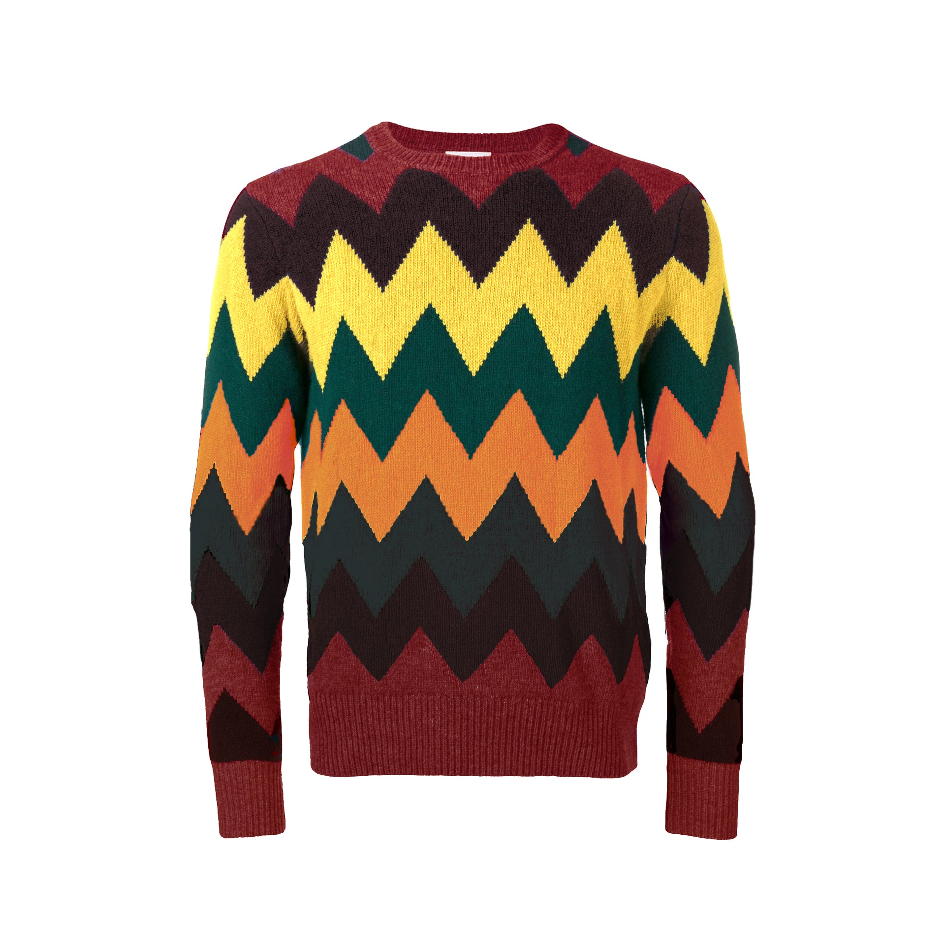 Round Neck Sweater Zigzag Burdeo