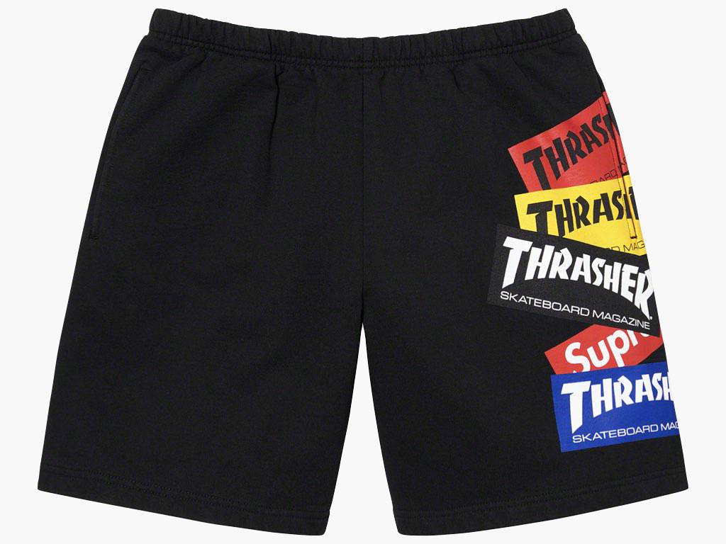Supreme / Thrasher Multi Logo Sweatshort Black