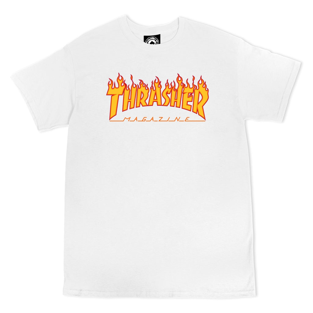 Thrasher Flame Logo S/S Tee White