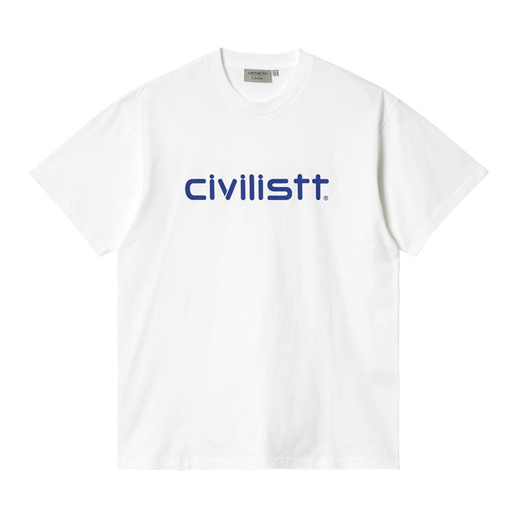 Civilist Script T-Shirt White Blue