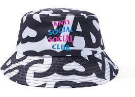 Anti Social Social Negative Space White Bucket Cap