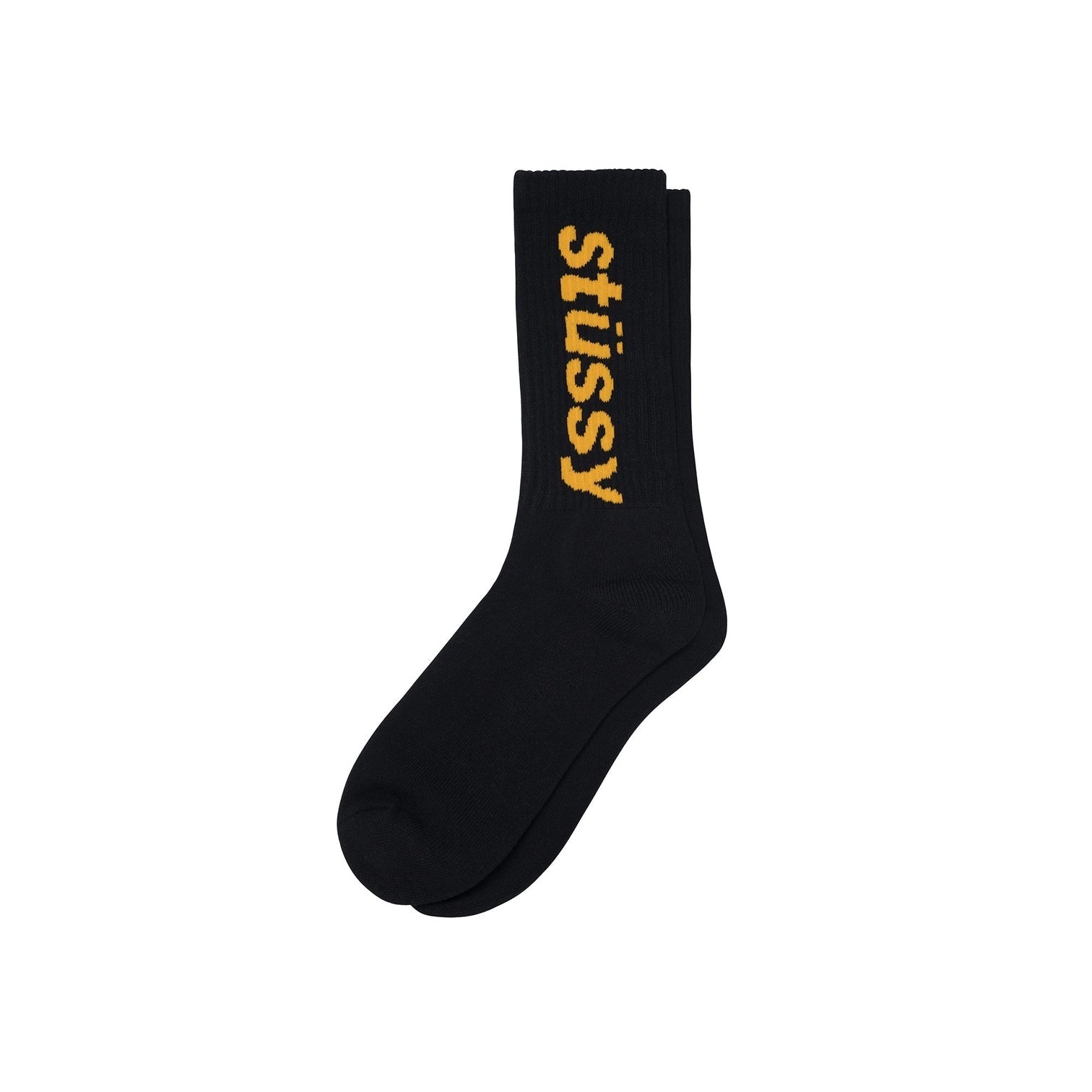 Helvetica Crew Socks BlacK/Yellow