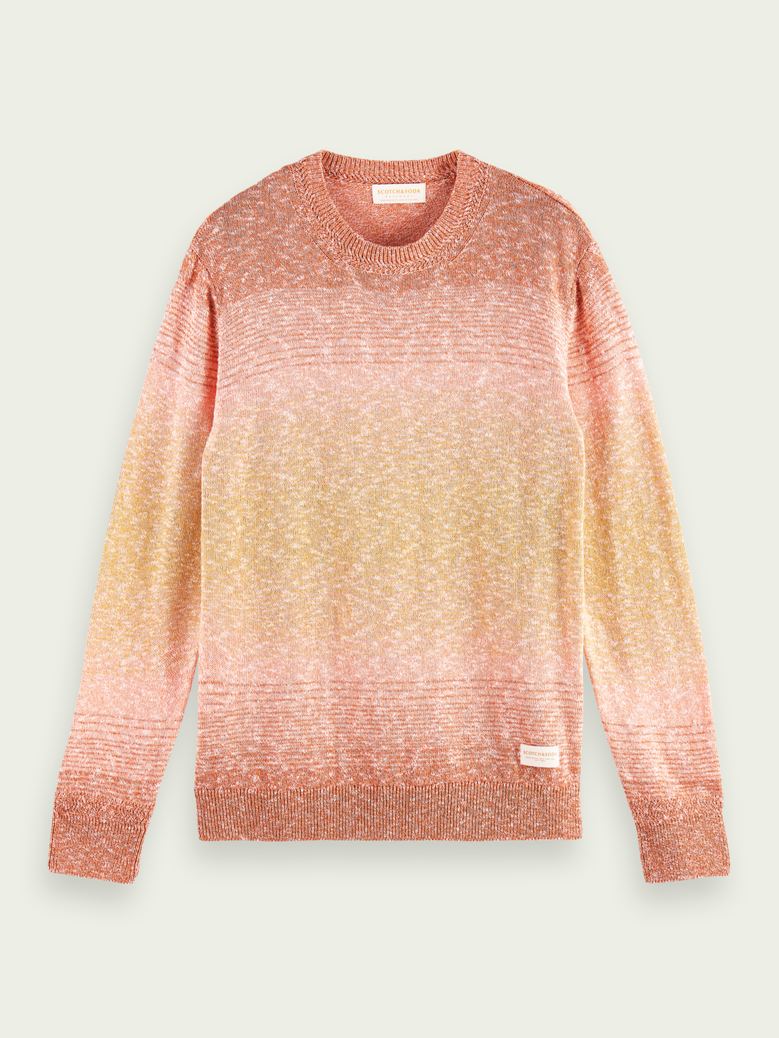 Recycled Cotton Blend Crewneck Pull In Melange Knit