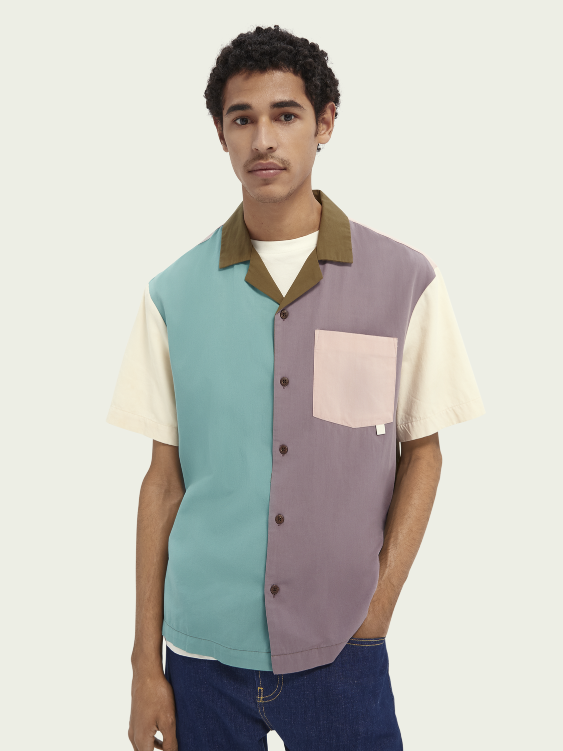TENCEL™ Blend Shortsleeve Colour Block Shirt